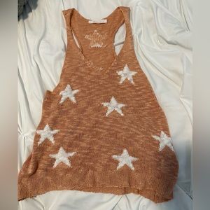 Olivaceous Pink Star Sweater Tank Small